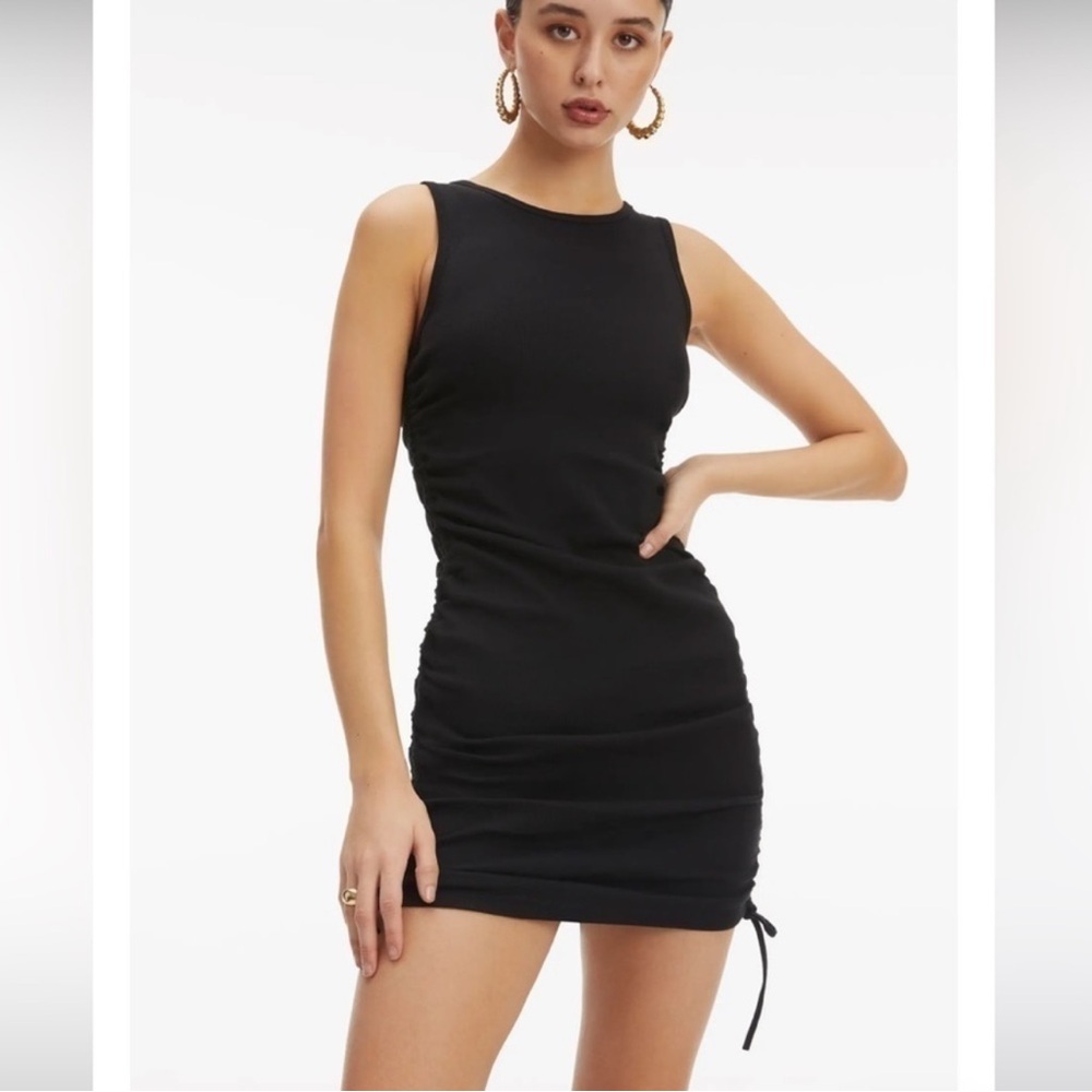 Good American Ruched Sides‎ Tank Dress Black L